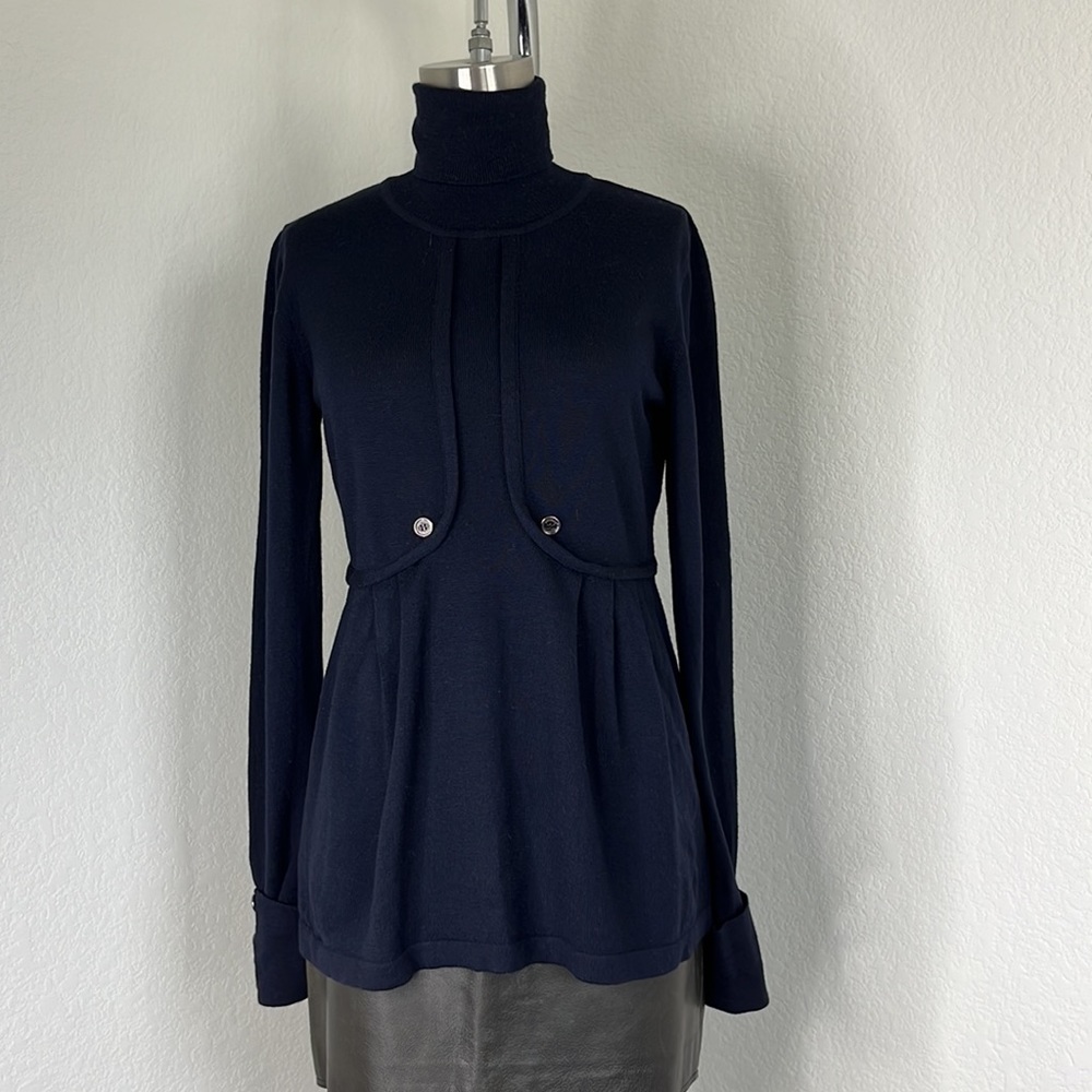 Burberry Merino Knit Piped Nova Check Turtleneck Sweater - Picture 1 of 12